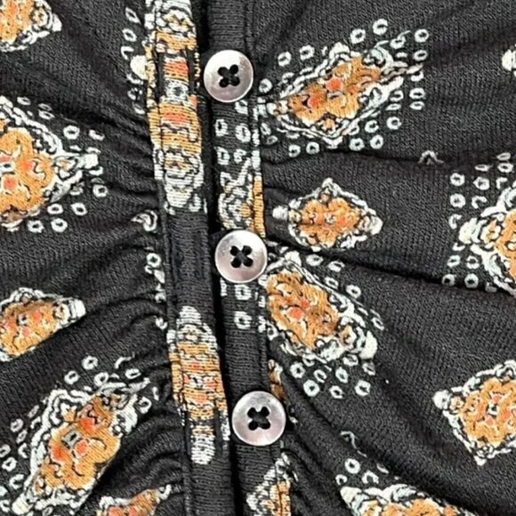 Free People Sydneys Party Top XS Medallion Printed Deep V Revolve Black Trendy - Picture 11 of 16